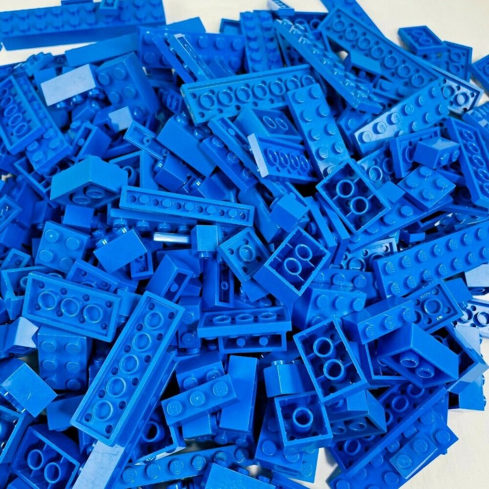One Pound LEGO 1lb Bulk Blue Blocks Of Variety Pieces Authentic Building Lot u